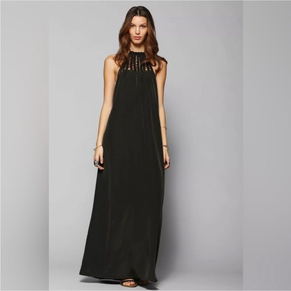 Lovers + Friends Backless Crochet Neck Maxi Dress Size XS - Black